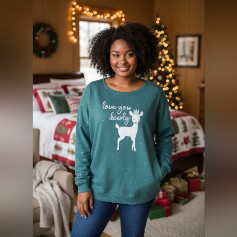 🎅 Lauren Conrad Intimates Women's Love You Deerly Festive Sweater Size 3X